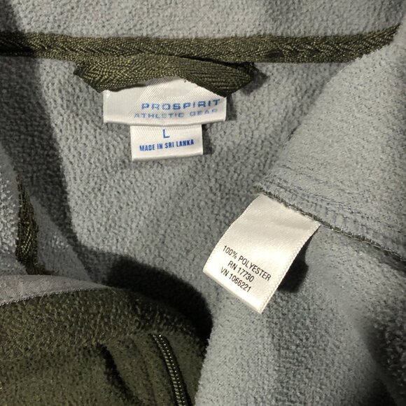 PROSPIRIT Mens L Green Fleece 1/4 Zip Zipped Pockets Pullover Sweatshirt - Picture 5 of 8